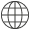 black and white icon of a globe