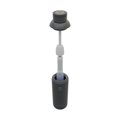 Metly water bottle filter replacement mechanism displayed in an internal view, highlighting the filter assembly and its components for effective impurity removal.